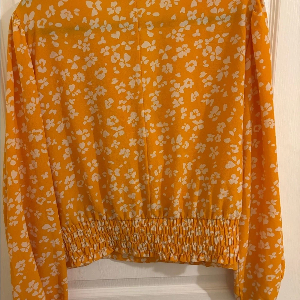 Lane Bryant Yellow Floral Wrap Blouse - Picture 3 of 3